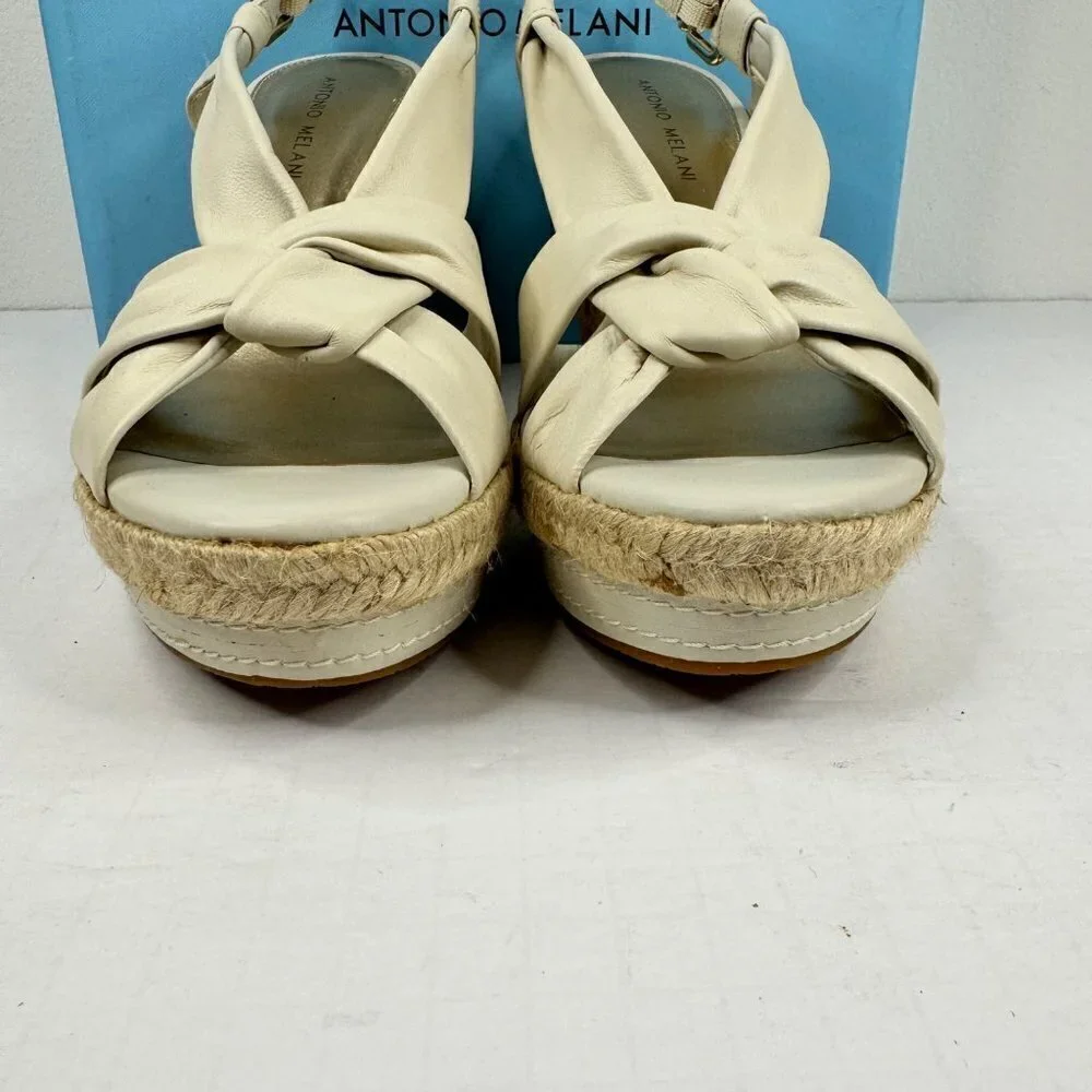Antonio Melani Meyer Cork Wedge Sandal Off White New in Box Women's Size 9M READ